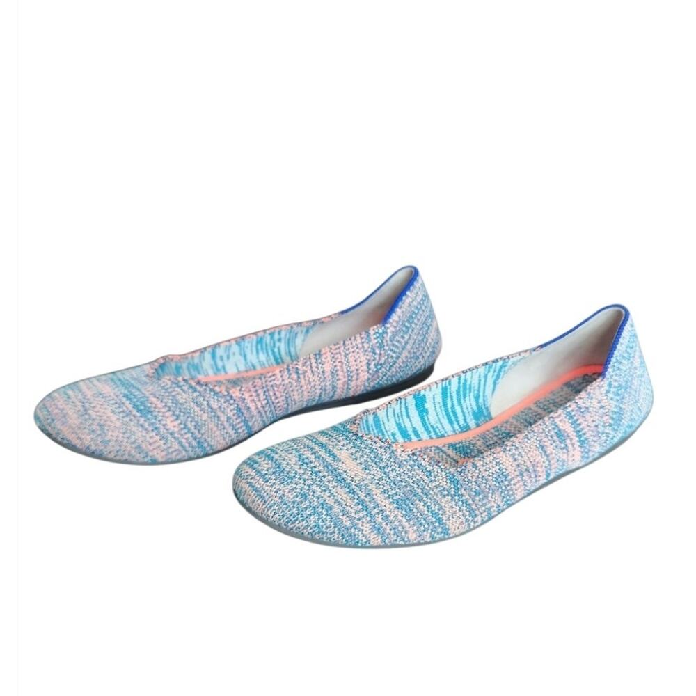 Rothys The Flat Women's Size 8 Turquoise Melange Round Toe Flat Slip On Shoes